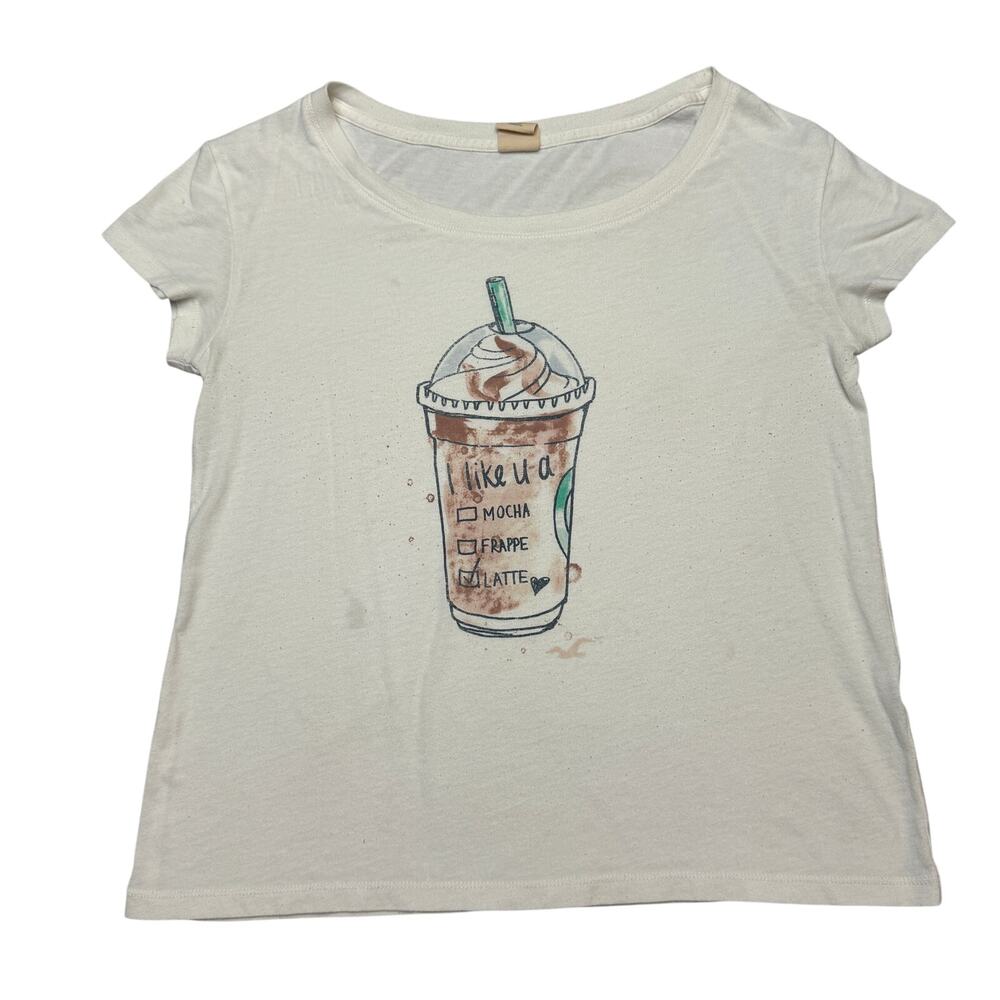 Hollister Y2K I Like You A Latte Graphic T-Shirt Women's Small 2000s Vintage